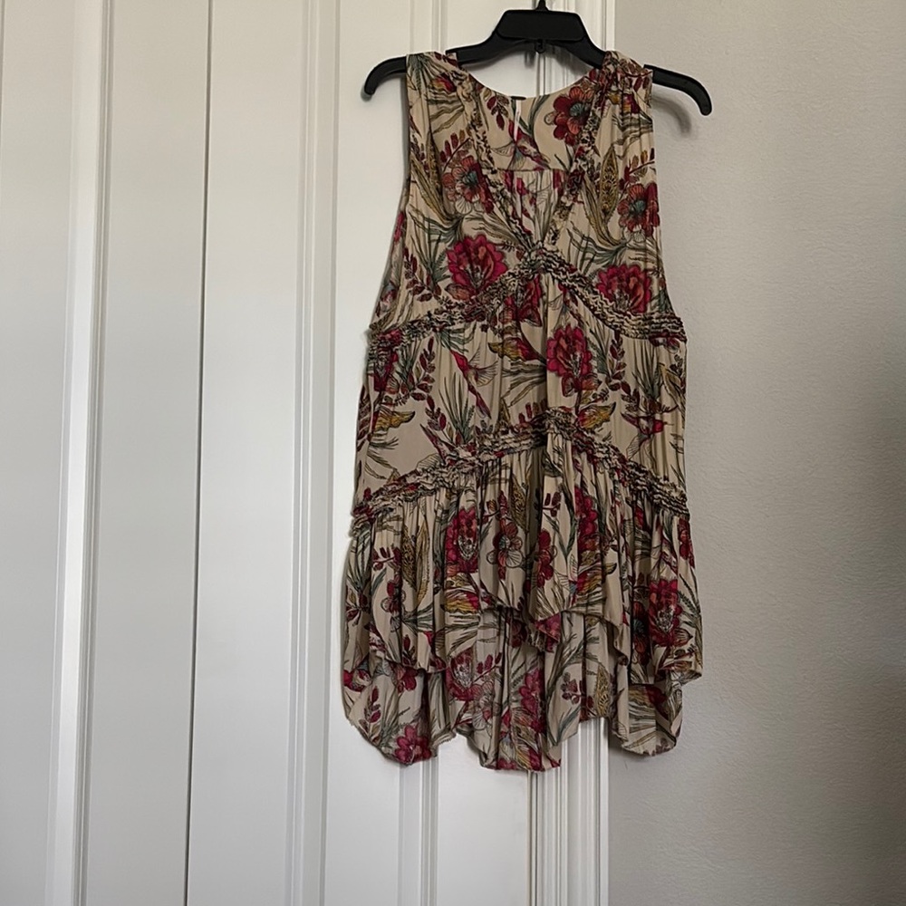 Free People Red Cream Halter Sundress
